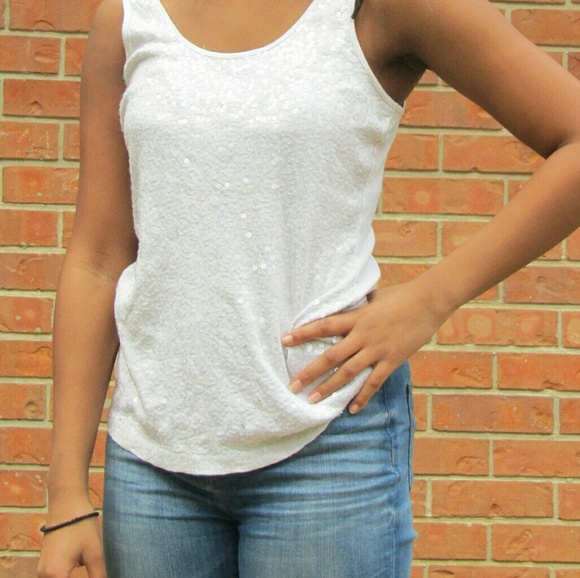 White Sequin Top - Picture 1 of 2
